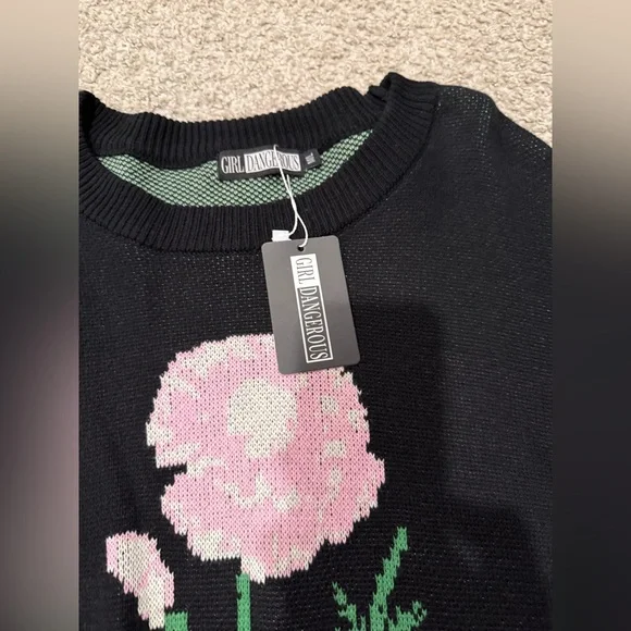 Girl Dangerous luxury sweater embroidered fine detailed 100% organic cotton new